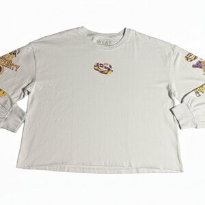 WEAR by Erin Andrews LSU Celebration Cropped Long Sleeve T-Shirt Large NEW